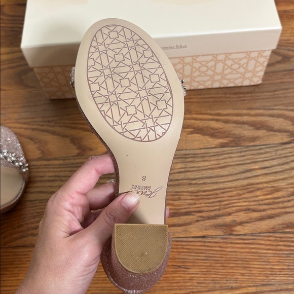 Badgley‎ Mischka Mayra Ankle Strap Evening Shoe rose gold glitter size 8 - Picture 12 of 13